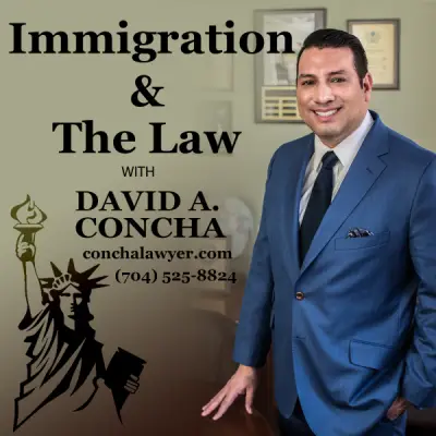 Professional law firm promotional artwork with legal branding and contact information